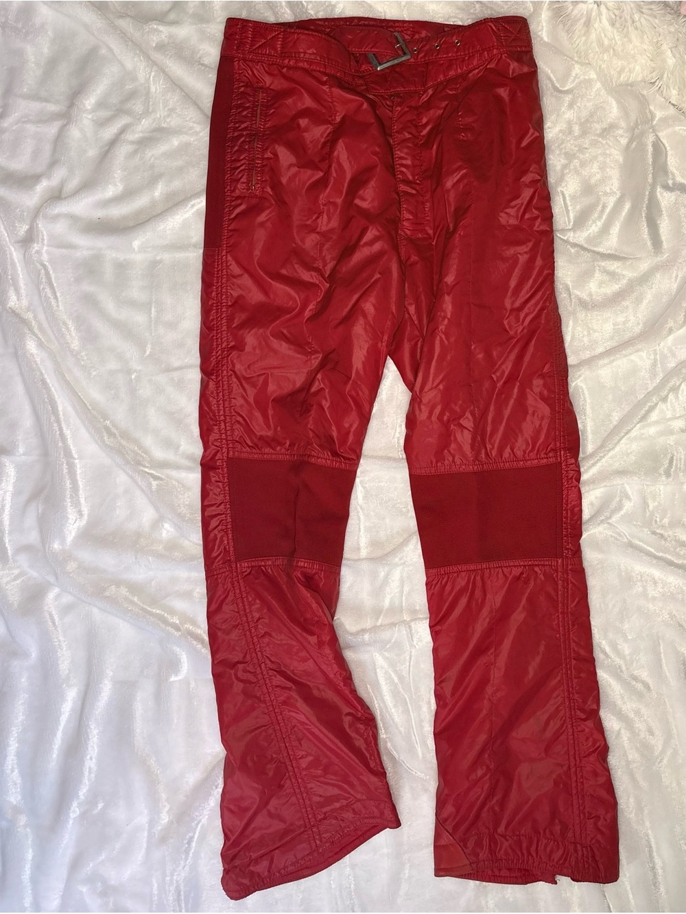 VTG 70s Beconta Inc Red Nylon Insulated Ski Pants Mens Size L Made in Hong Kong